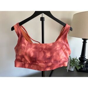 Athleta Exhale Printed Bra D-DD Powervita Tie Dye Orange 1X NEW